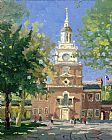 Liberty Paintings - Liberty Plaza Philadelphia by Thomas Kinkade